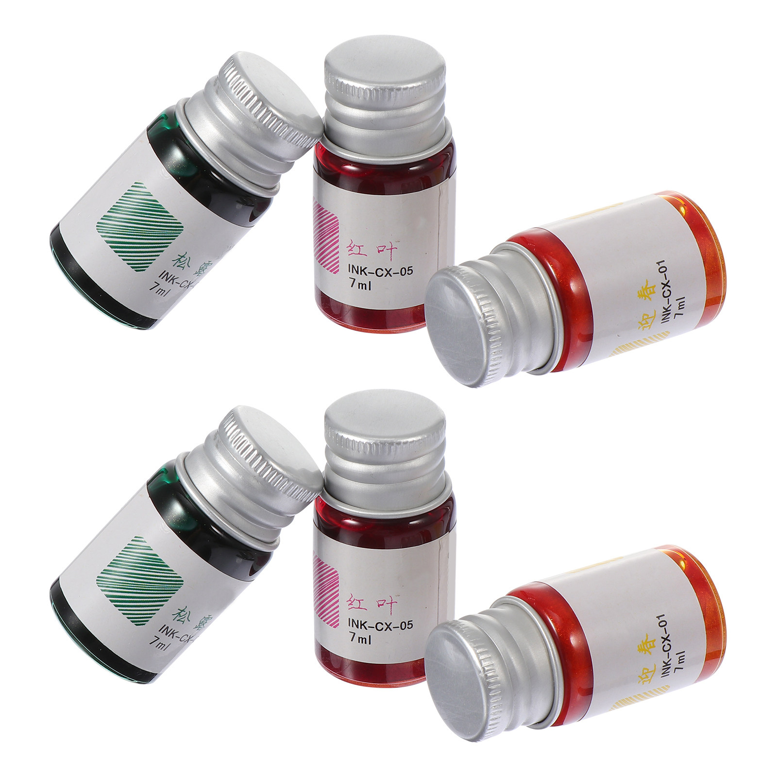 Glass Dip Pen Calligraphy Ink Set - 6Pcs Vintage Color Ink Set for