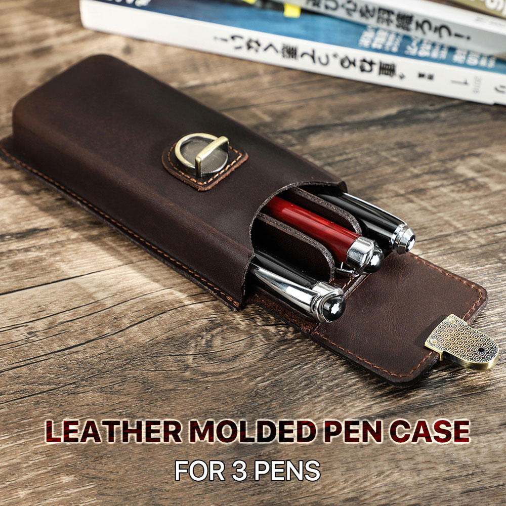 Handmade Genuine Leather 3 Slo - огляд і ціна Leather Fountain Pen Case 3 Slots Pouch