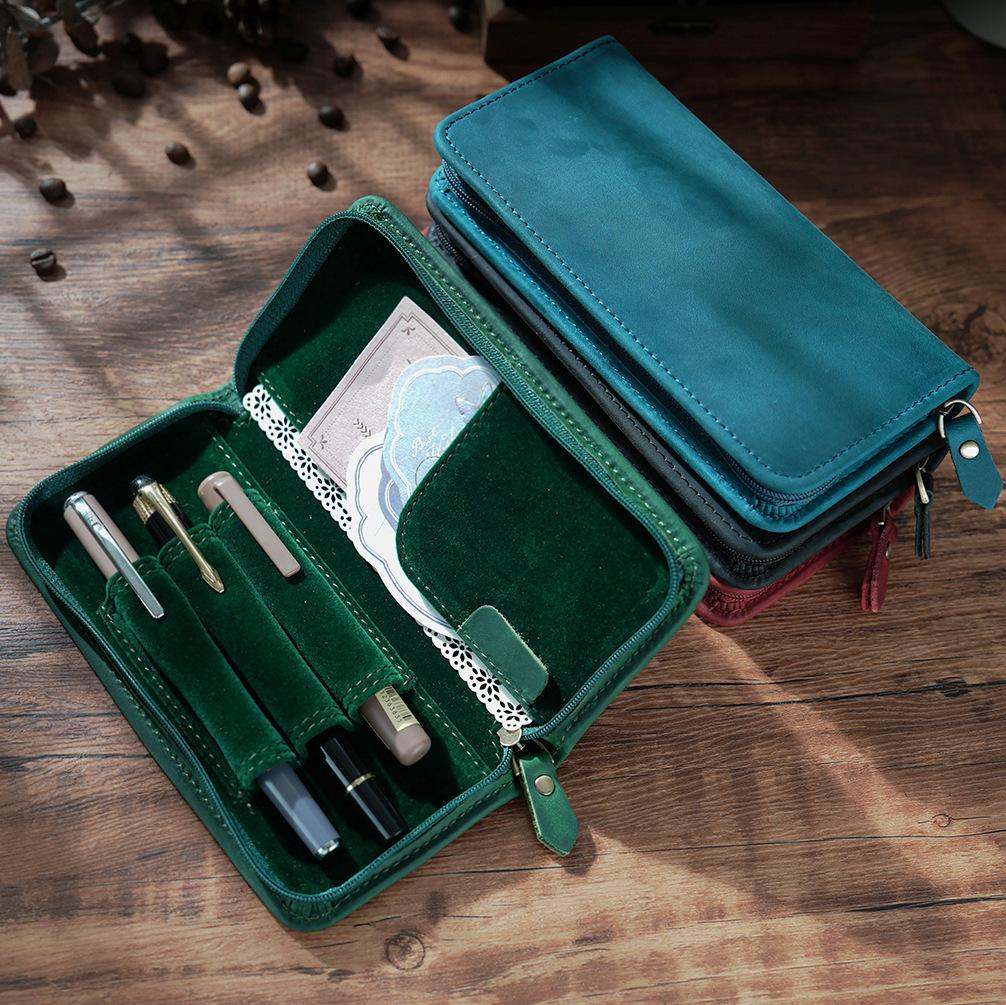 3 Slots Leather Pen Bag Vintag - огляд і ціна Leather Fountain Pen Case 3 Slots Pouch