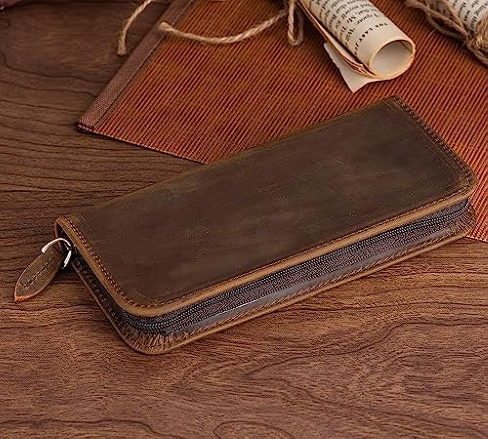 Asvine Vintage Leather Fountai - огляд і ціна Leather Fountain Pen Case 3 Slots Pouch