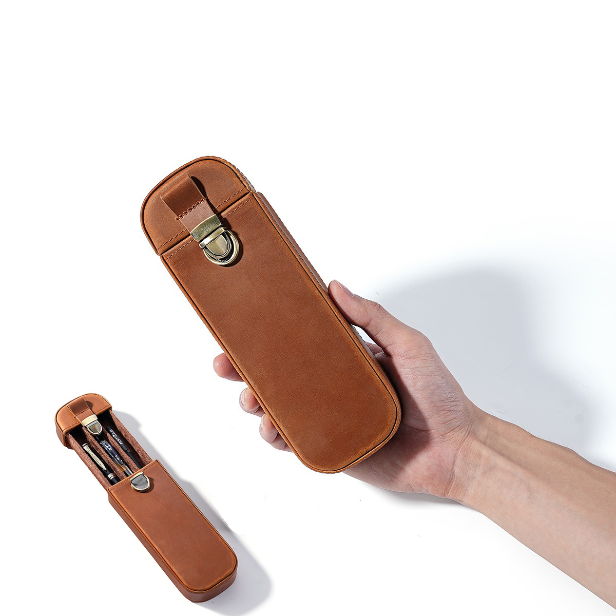 Full Grain Crazy Horse Leather - огляд і ціна Leather Fountain Pen Case 3 Slots Pouch