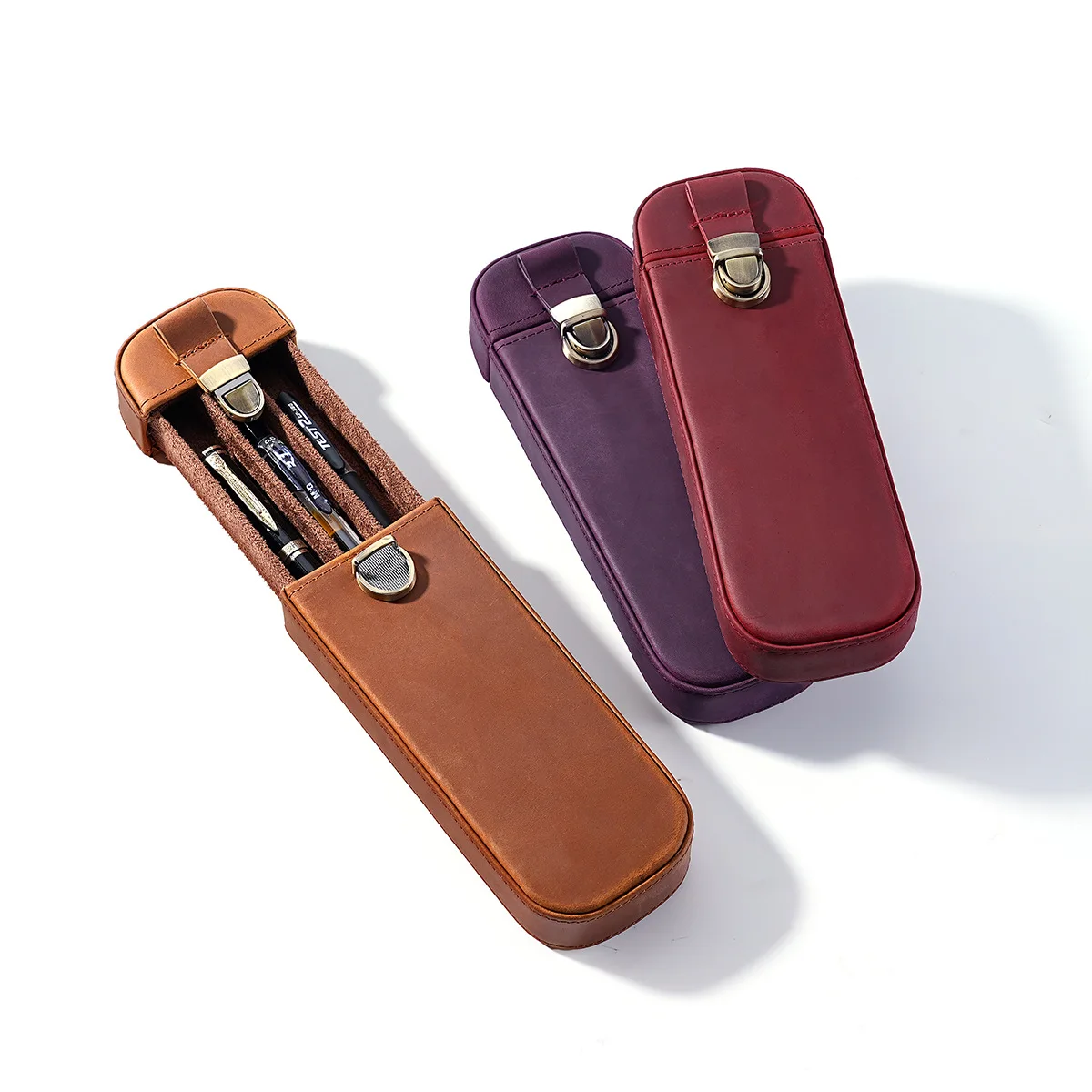 Full Grain Crazy Horse Leather - огляд і ціна Leather Fountain Pen Case 3 Slots Pouch