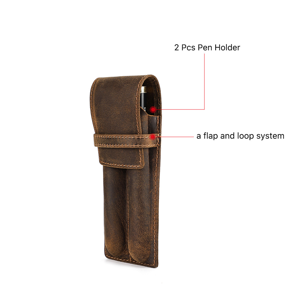 Genuine Crazy Horse Leather Pe - огляд і ціна Leather Fountain Pen Case 3 Slots Pouch