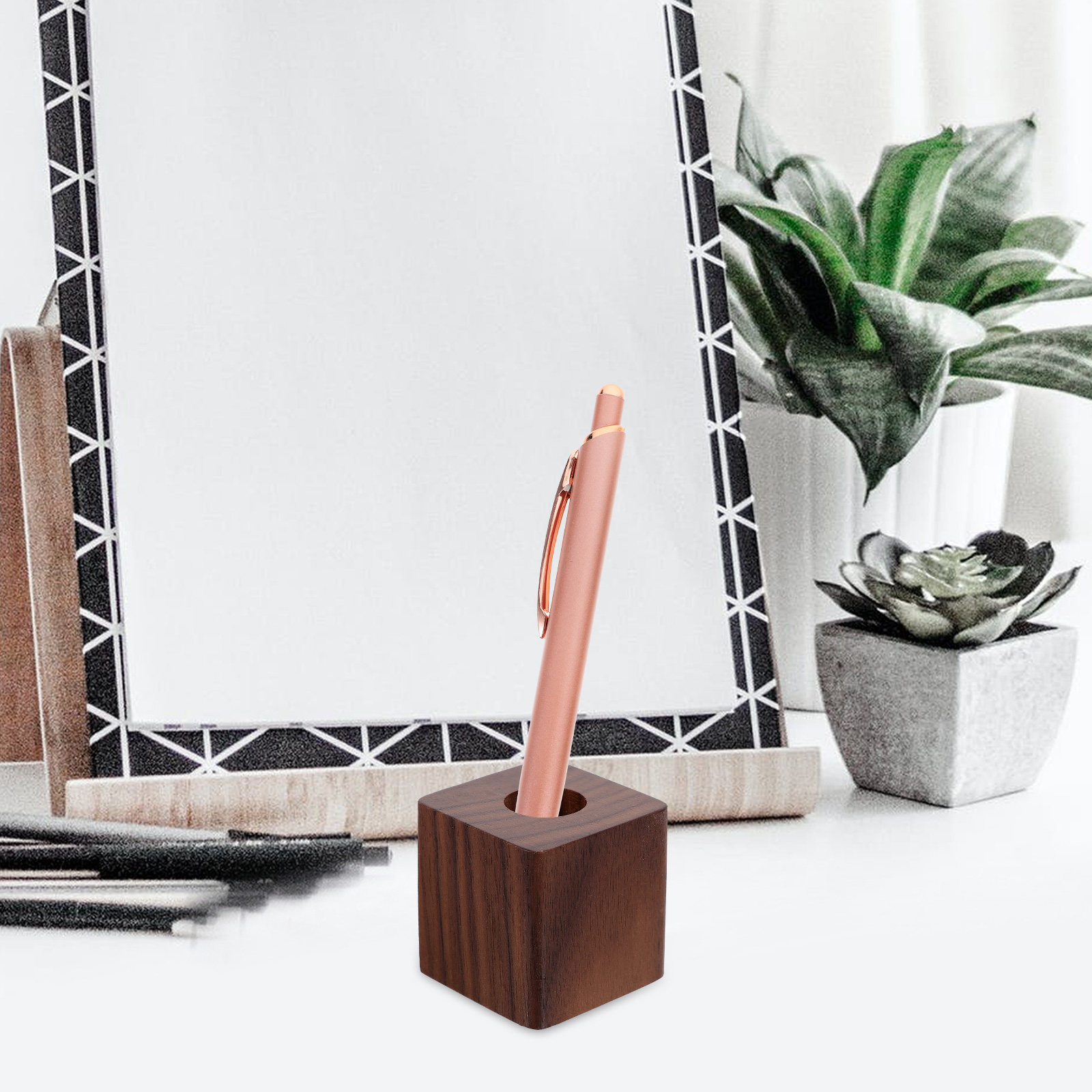Walnut Wood Pen Stand Holder f - огляд і ціна Wooden Fountain Pen Desk Stand Holder